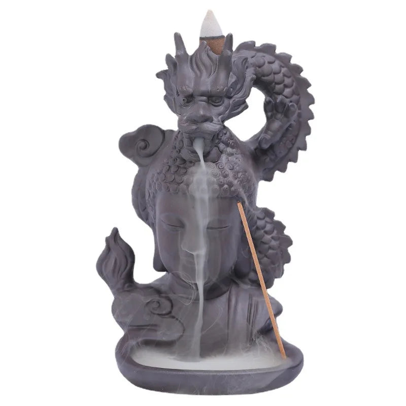 Purple Clay Dragon Incense Burner with 20 Cones