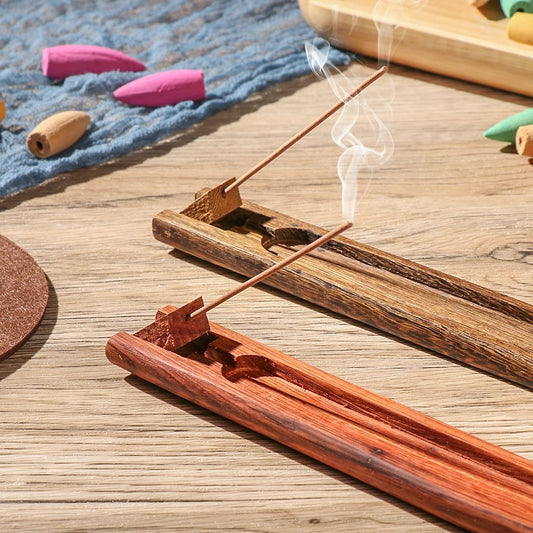 Plain Wooden Bamboo Stick Plate Incense Holder 