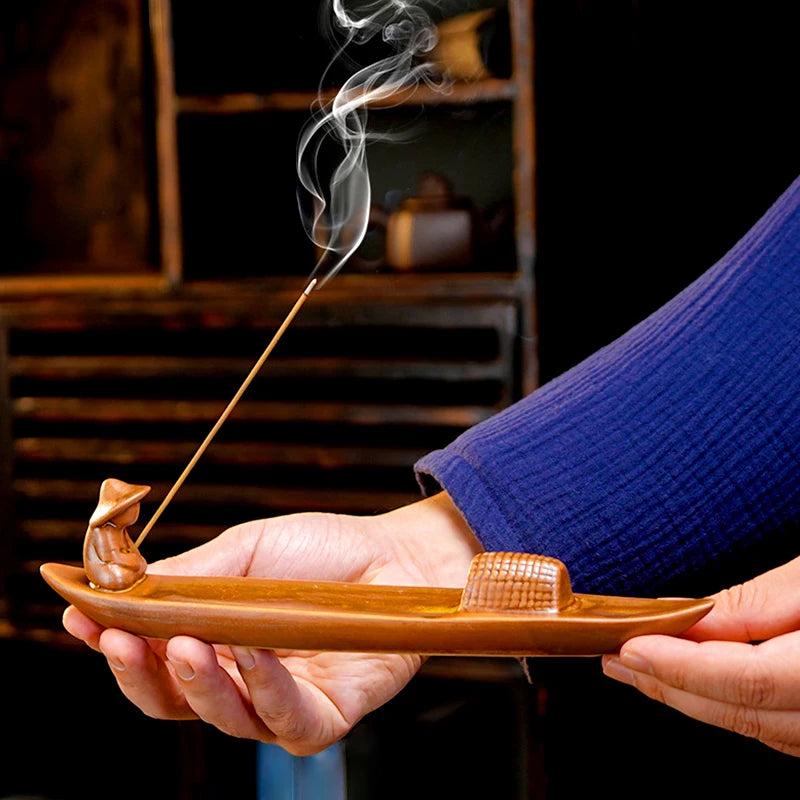 Ceramic Incense Stick Holder | Fishing Man Incense Burner.