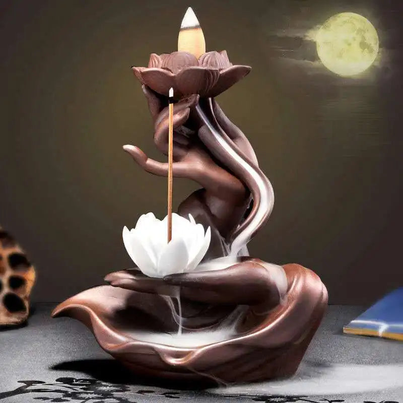 Ceramic Purple Sand Backflow Incense Holder | Stove Zen Buddhist Hand Incense Plate.