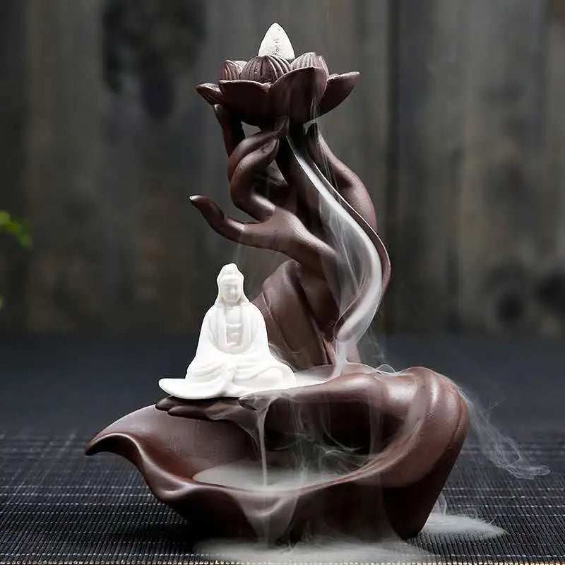 Ceramic Purple Sand Backflow Incense Holder | Stove Zen Buddhist Hand Incense Plate.