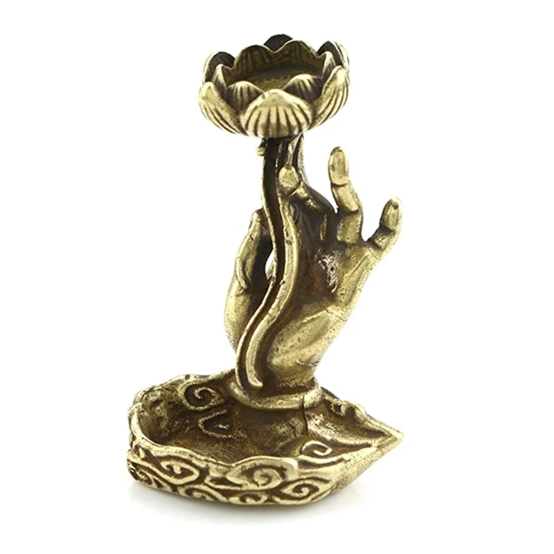 Vintage Buddha Hand Lotus Incense Burner