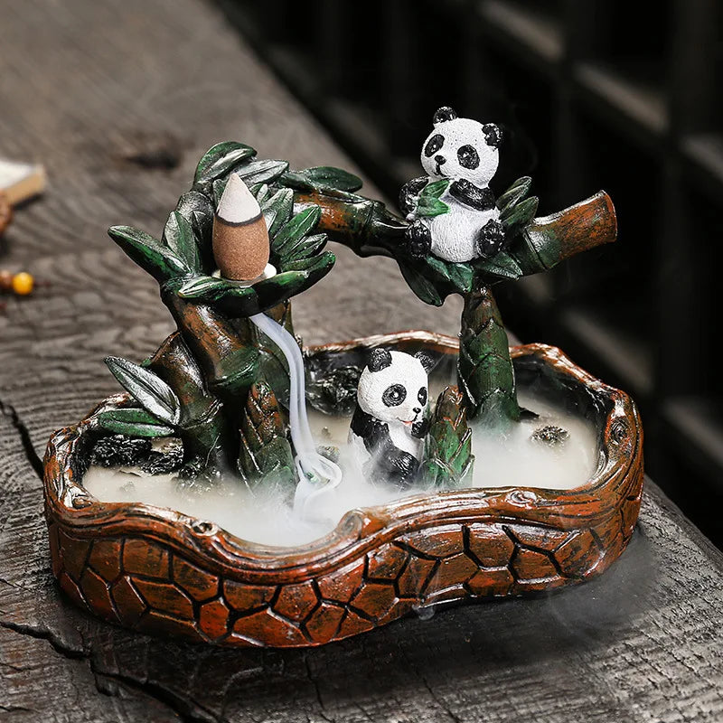 Resin Panda Backflow Incense Burner