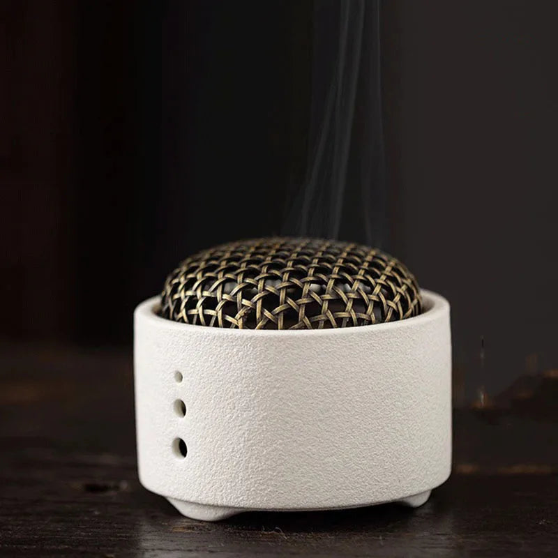 Ceramic Incense Stove | Zen Retro Mosquito Incense Burner | Mesh Cover Incense Plate