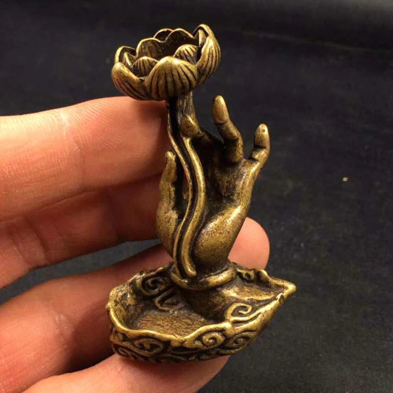 Vintage Buddha Hand Lotus Incense Burner