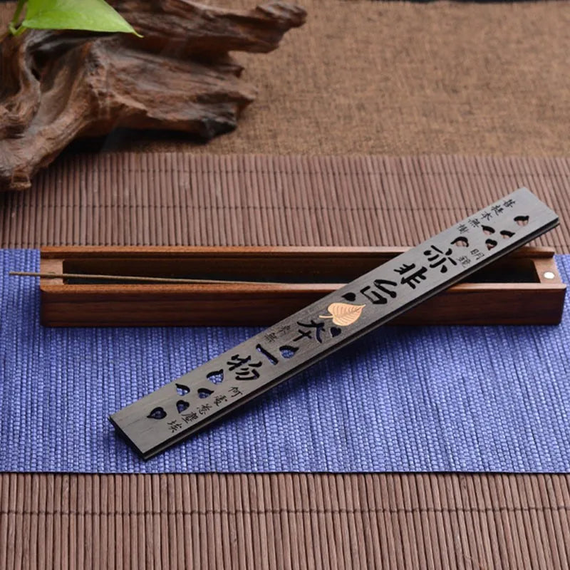 Retro Wooden Incense Holder | Traditional Chinese Incense Burner Carving Censer Box.