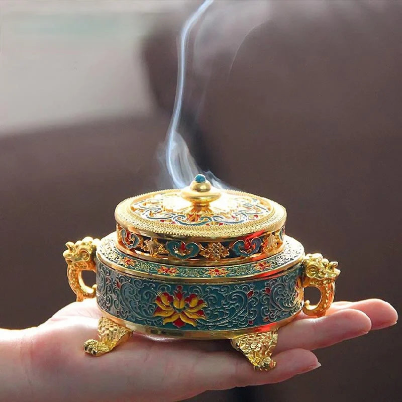 Enamel Lotus Incense Burner 