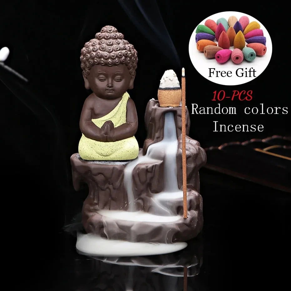 Little Monk Small Buddha Censer Backflow Incense Holder