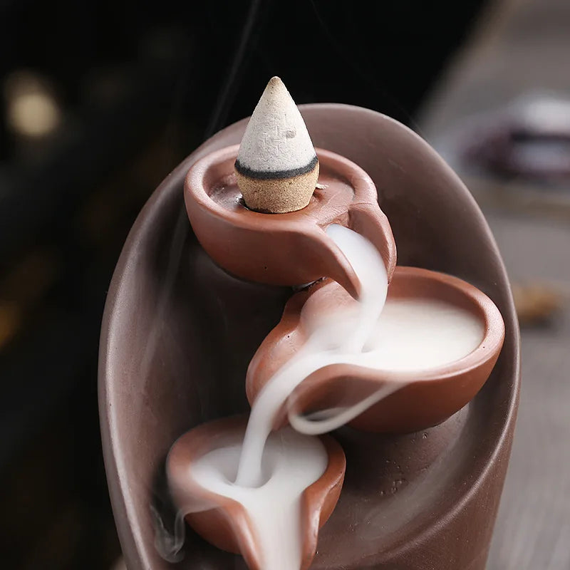 Torch Design Waterfall Incense Burner | Portable Incense Holder Ceramic Censer.