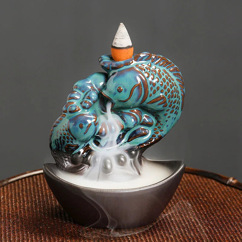 Lucky Fish Ceramic Incense Stick Holder