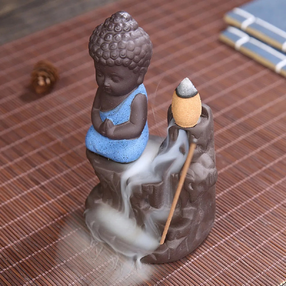 Little Monk Small Buddha Censer Backflow Incense Holder