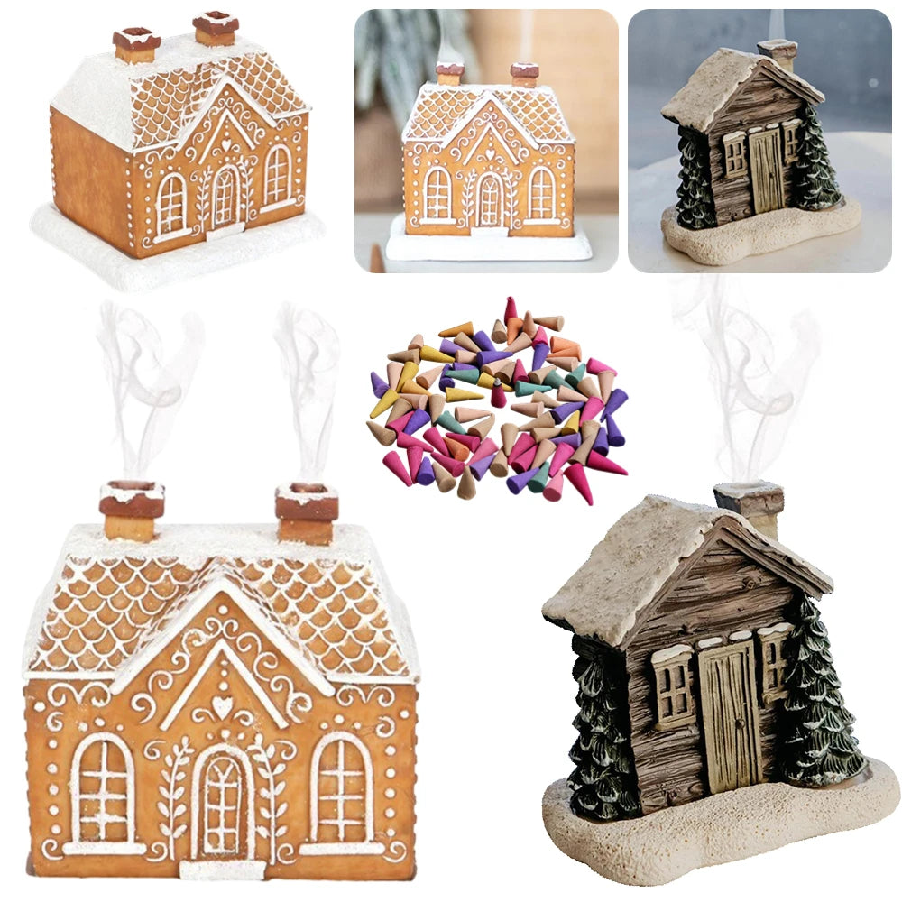 Snowy Winter Cabin Incense Burner