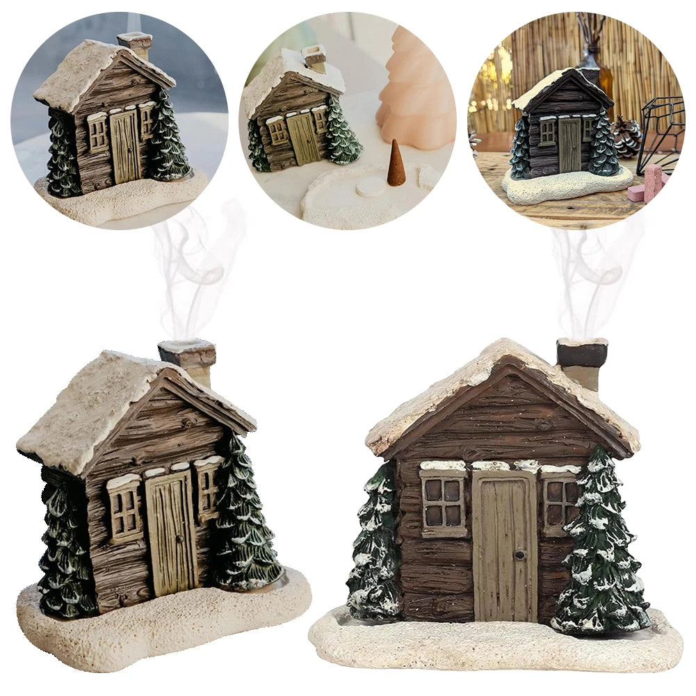 Snowy Winter Cabin Incense Burner