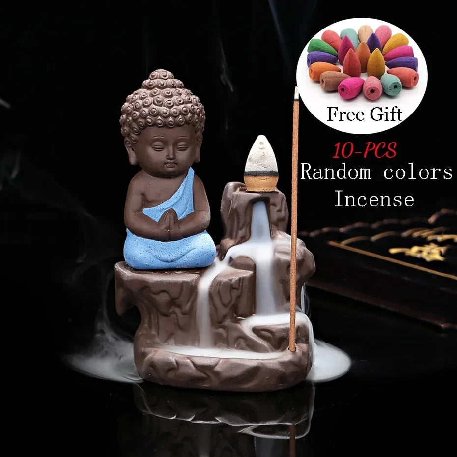 Little Monk Small Buddha Censer Backflow Incense Holder