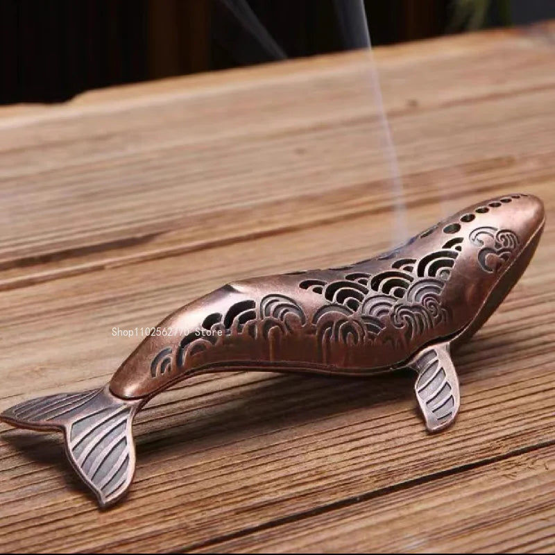 Alloy Copper Plated Small Whale Line Incense Burner