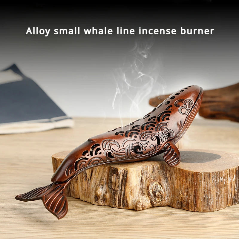 Alloy Copper Plated Small Whale Line Incense Burner