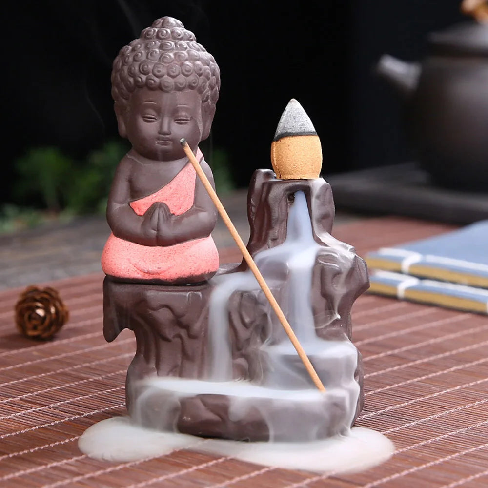 Little Monk Small Buddha Censer Backflow Incense Holder