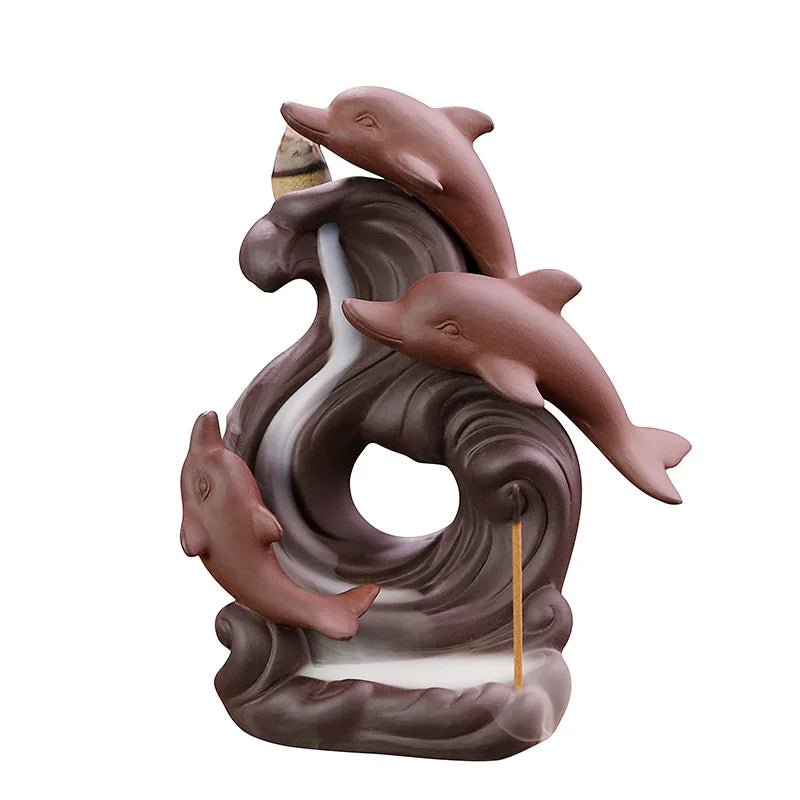 Backflow Waterfall Incense Burner | Dolphin Incense Stick Holder.