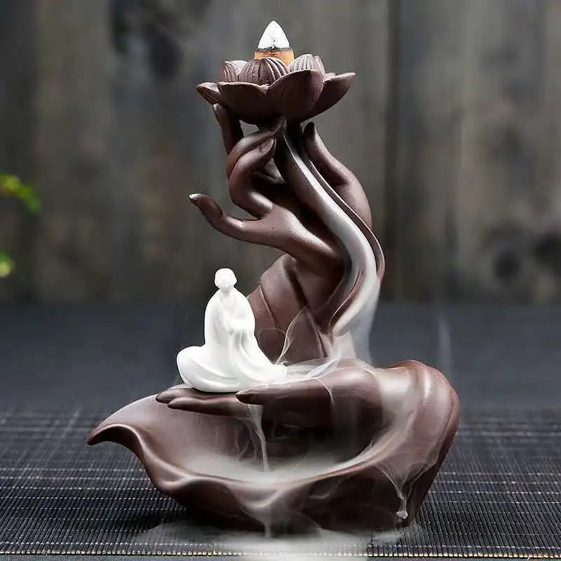 Ceramic Purple Sand Backflow Incense Holder | Stove Zen Buddhist Hand Incense Plate.