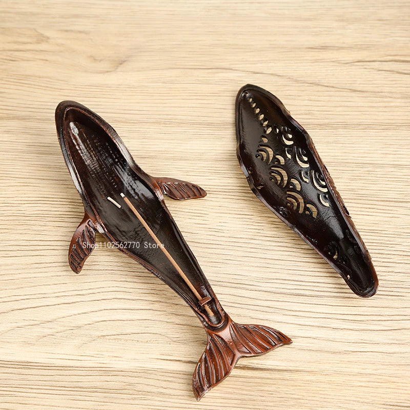 Alloy Copper Plated Small Whale Line Incense Burner | Buddhist Hall Incense Holder.