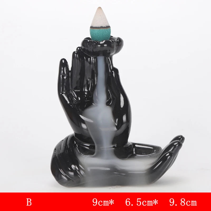 Ceramic Backflow Incense Burner with 10 Cones Waterfall Holder