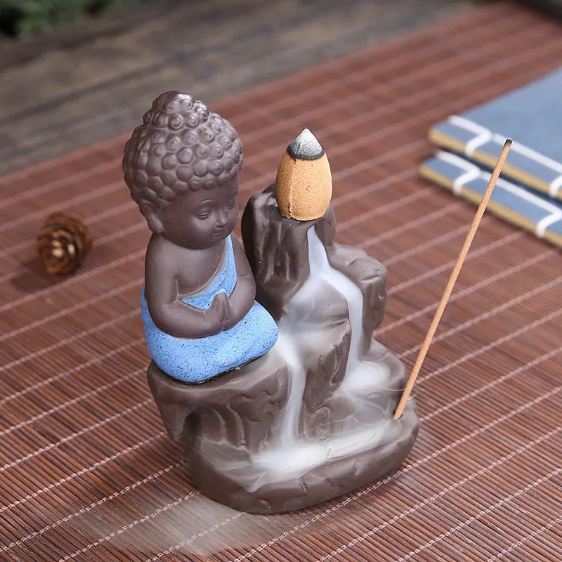 Little Monk Small Buddha Censer Backflow Incense Holder