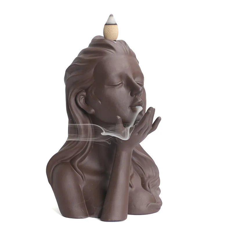 Woman Backflow Incense Burner Censer