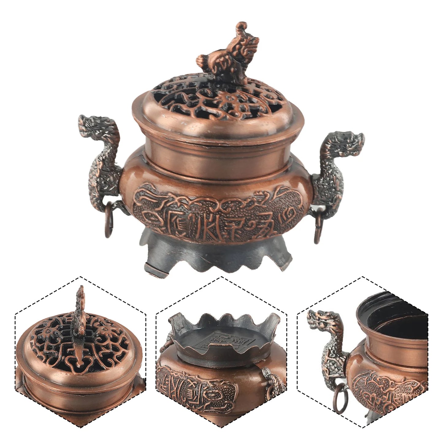 Chinese-Style Incense Burner | Delicate Double Dragon Incense Stick Holder