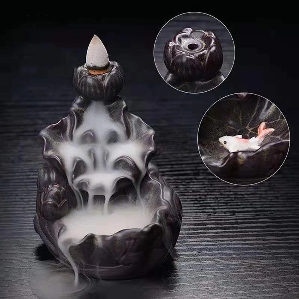 Fountain Waterfall Smoke Censer | Ceramic Incense Burner Aroma | Fragrance Air Freshing