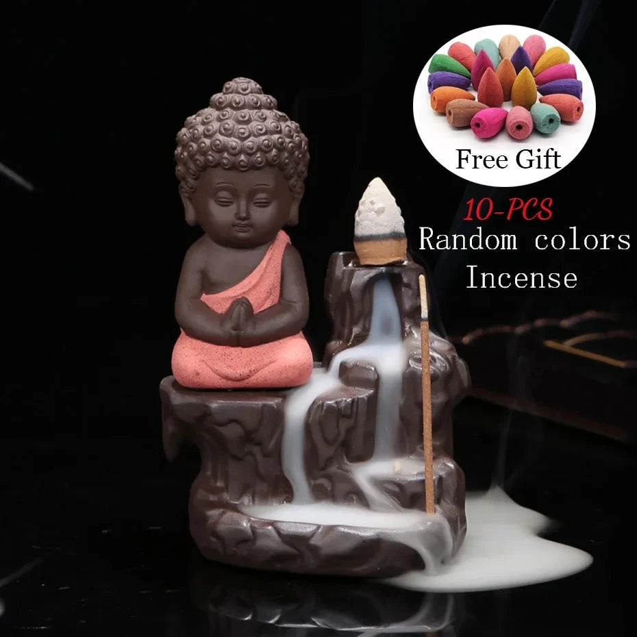 Little Monk Small Buddha Censer Backflow Incense Holder