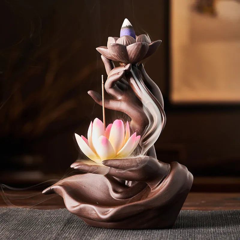 Ceramic Purple Sand Backflow Incense Holder | Stove Zen Buddhist Hand Incense Plate.