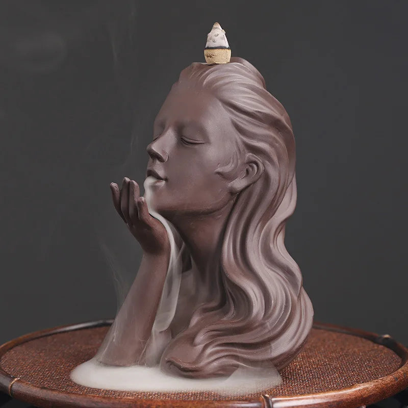 Woman Backflow Incense Burner Censer