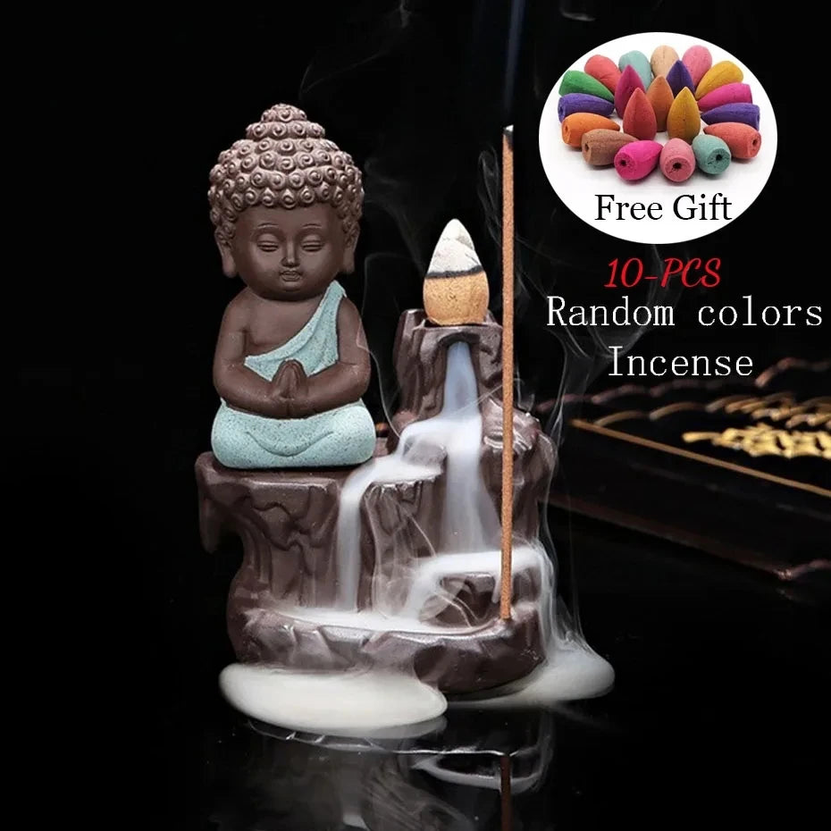 Little Monk Small Buddha Censer Backflow Incense Holder